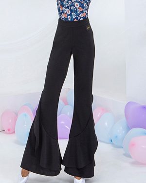 Ballroom Dance Costumes Black Lycra Spandex Flared Pants Dance Wear
