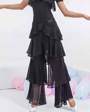 Ballroom Dance Costumes Black Polyester Bottoms Flared Pants Dance Dress