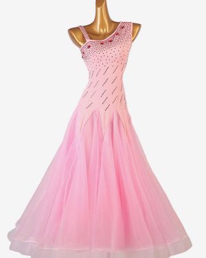 Ballroom Dance Costumes Pink Women's Sexy Polyester Dancer Bodycon Dress Rhinestones Dance Wear