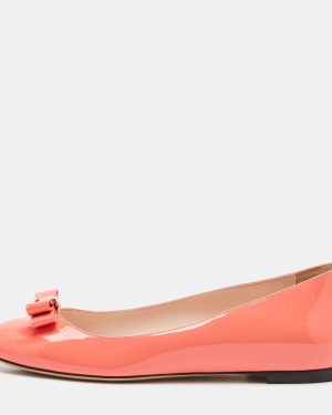 Bally Coral Orange Patent Leather Benalla Ballet Flats Size 37.5