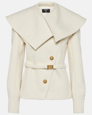 Balmain Asymmetric virgin wool coat