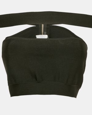 Balmain Black Jersey Corset Crop Top S