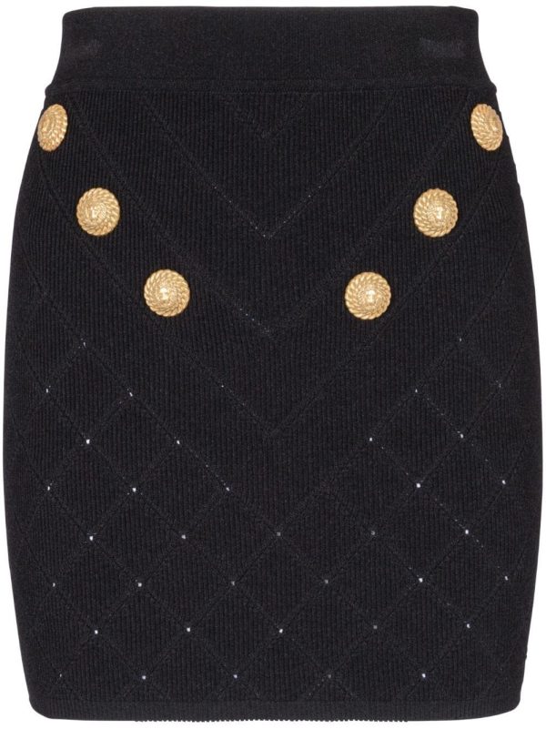 Balmain Buttoned Knitted Mini Skirt