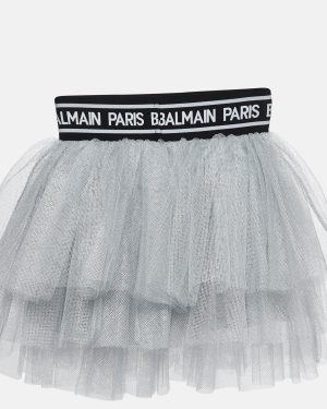Balmain Metallic Silver Tulle Tiered Skirt (10 Yrs)