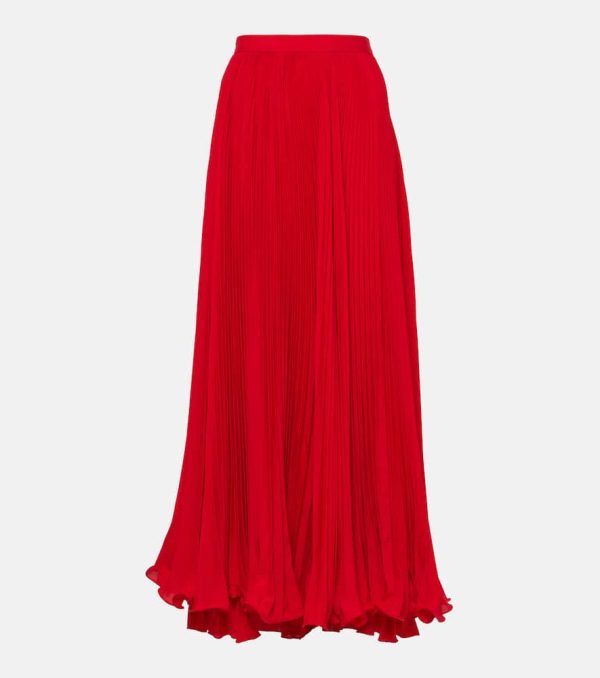Balmain Pleated crepe maxi skirt