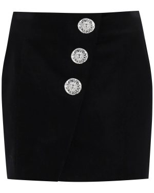 Balmain Velvet Mini Skirt With Buttons