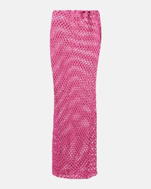 Bananhot Magen crochet cotton-blend maxi skirt