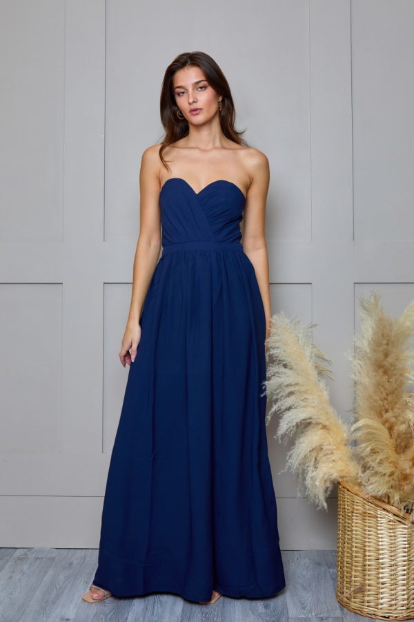 Bandeau Bridesmaids Maxi Dress in Navy - 8