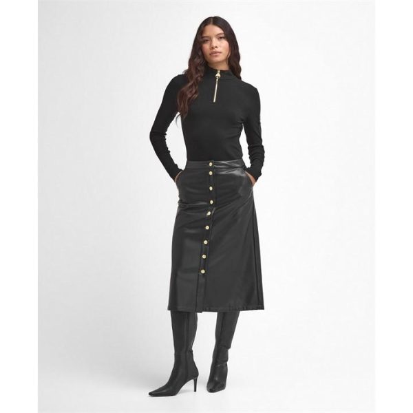 Barbour International Aria Faux-Leather Midi Skirt - Black