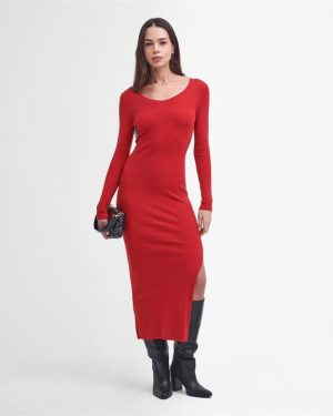 Barbour International Laia Knitted Midi Dress - Red