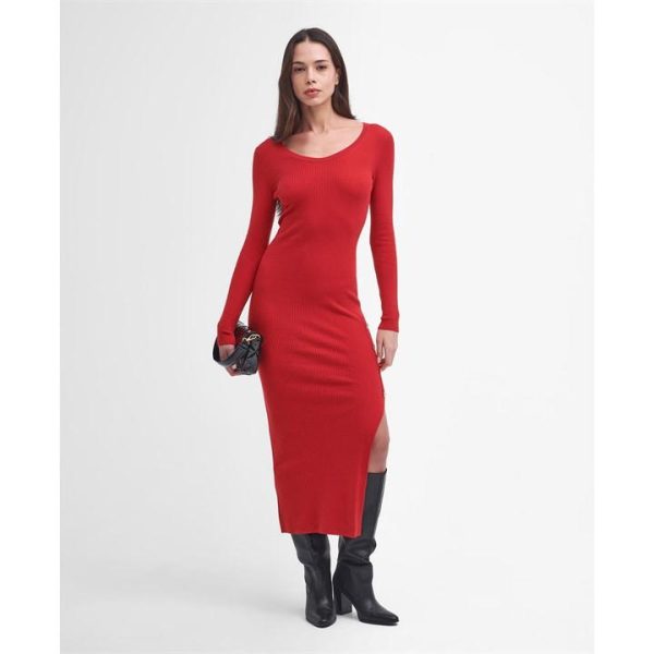 Barbour International Laia Knitted Midi Dress - Red
