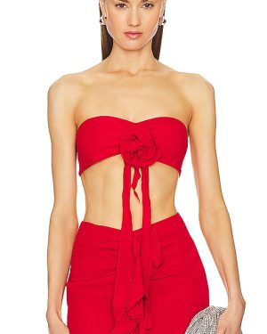Bardot Akasha Crop Top in Red. Size 6.