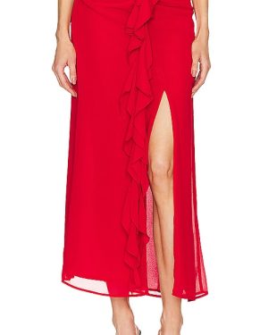 Bardot Akasha Midi Skirt in Red. Size 6.