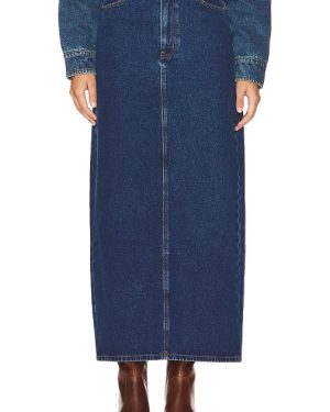 Bardot Evianna Denim Maxi Skirt in Denim-Dark. Size 2, 4, 8.