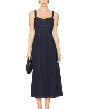 Bardot Lilah Denim Midi Dress in Blue. Size 4, 6.