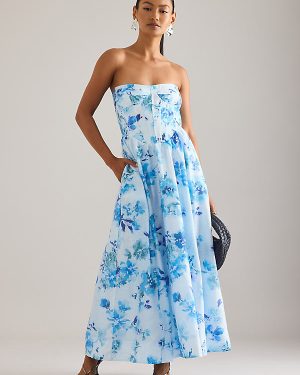 Bardot Lola Strapless Corset Floral Midi Dress