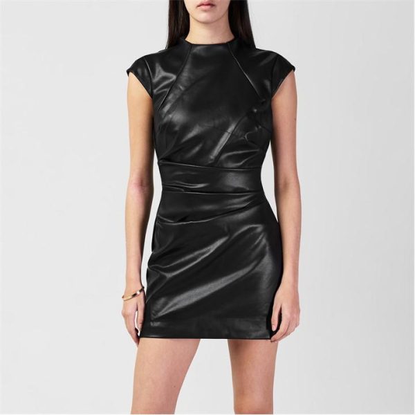 Bardot Naja Vegan Leather Mini Dress - Black