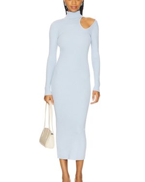Bardot Olesa Asymmetric Knit Dress in Baby Blue. Size M, S, XL, XS.