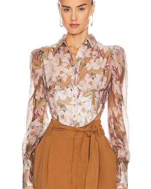 Bardot Valentina Corset Top in Tan. Size 6.
