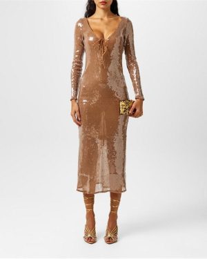 Bardot Verona Sequin Midaxi Dress - Beige