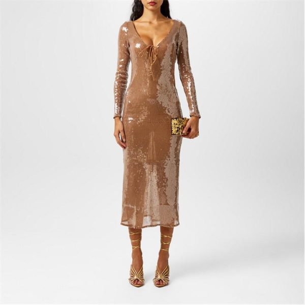 Bardot Verona Sequin Midaxi Dress - Beige