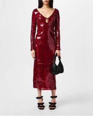 Bardot Verona Sequin Midaxi Dress - Red