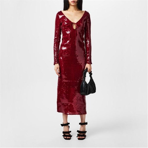 Bardot Verona Sequin Midaxi Dress - Red