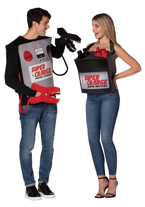 Battery & Jumper Cables Adult Couple's Fancy Dress Costume | Couples Fancy Dress Fancy Dress Costumes for Halloween