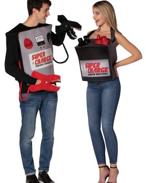 Battery & Jumper Cables Adult Couple's Fancy Dress Costume | Couples Fancy Dress Fancy Dress Costumes for Halloween