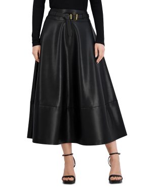Bcbgmaxazria Faux Leather Belted Maxi Skirt