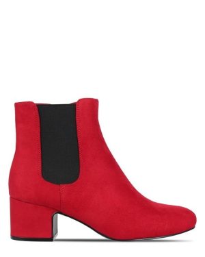 Be You Block Heel Ankle Boot - Red
