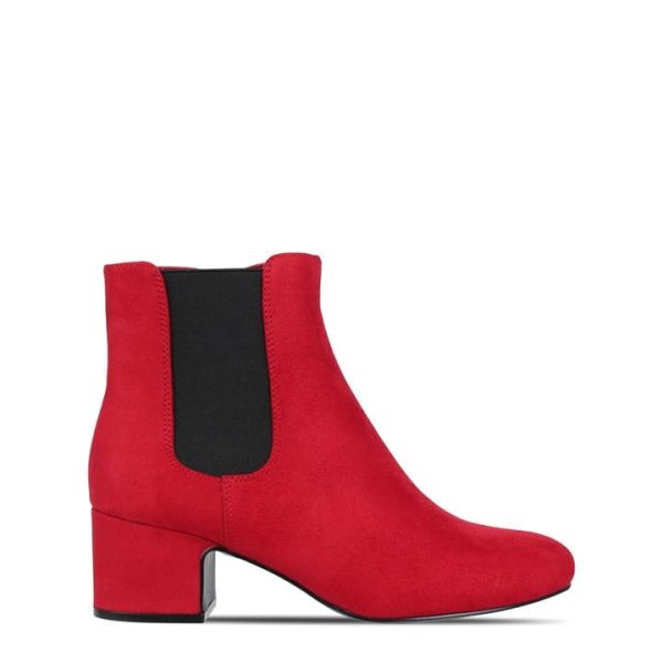 Be You Block Heel Ankle Boot - Red