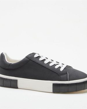 Be You Chunky Sole Court Trainers - Black