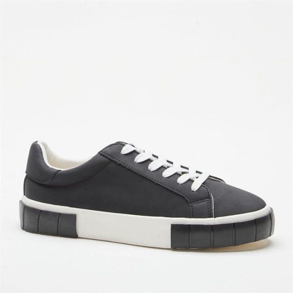 Be You Chunky Sole Court Trainers - Black