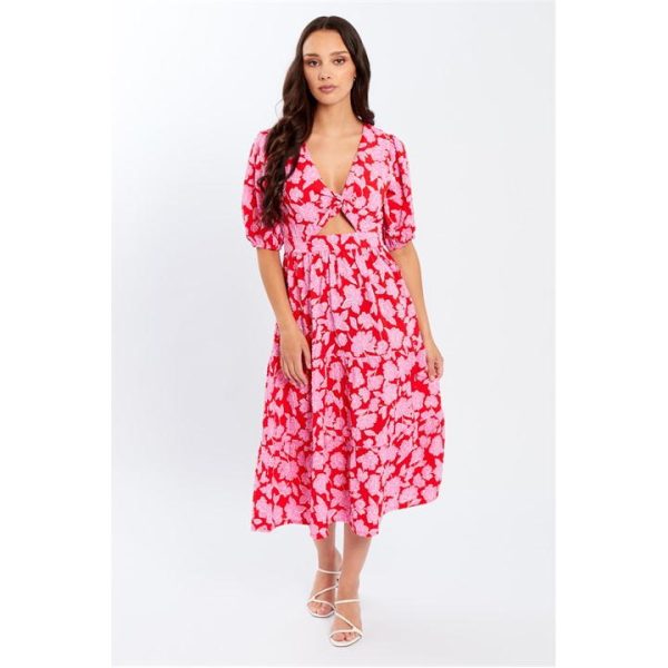 Be You Cut out Midi Dress - Red
