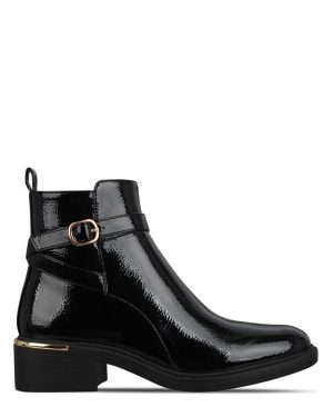 Be You Patent Heeled Ankle Boot - Black