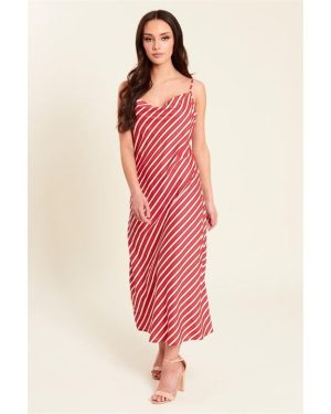 Be You Stripe Slip Midi Dress Womens - Brown