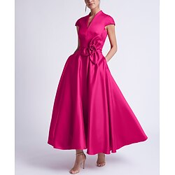 Beach Wedding A-Line Cocktail Dresses Elegant Dress Party Tea Length Sleeveless V Neck Pocket Satin with Bow(s) Derby Dresses 2025