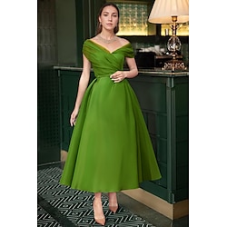 Beach Wedding A-Line Cocktail Dresses Elegant Dress Wedding Guest Summer Ankle Length Sleeveless Off Shoulder Fall Wedding Guest Satin with Ruched Derby Dresses 2025