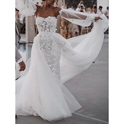 Beach Wedding Hall Formal Wedding Dresses A-Line Sweetheart Long Sleeve Court Train Lace Bridal Gowns With Pleats Appliques 2025