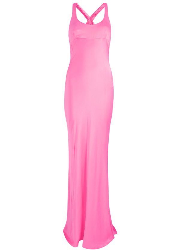 Bec & Bridge Maxina Satin Maxi Dress - Pink - 14 (UK14 / L)
