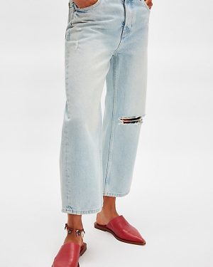 Becky Mules by Free People in Red Leather, Size: US 8