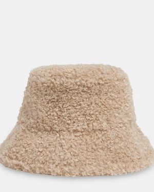 Beige Borg Bucket Hat