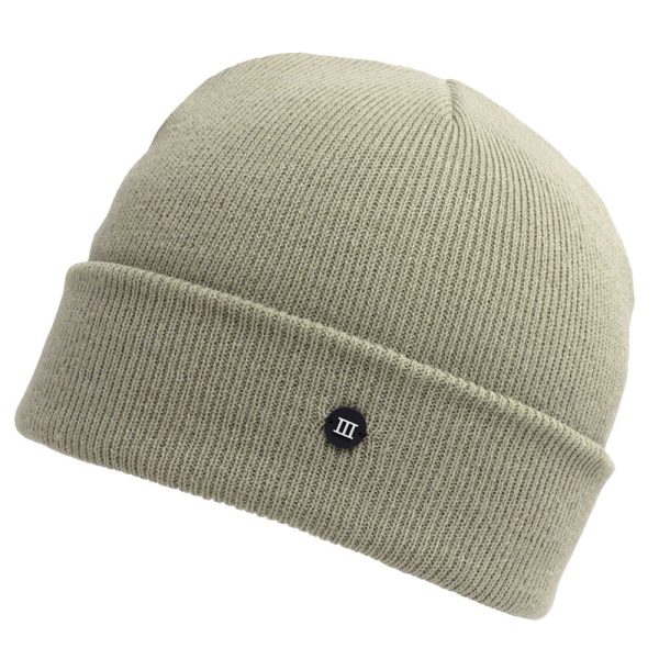 Beige Fine Knitted Beanie Hat with Rubber Tresanti Logo