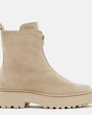 Beige Ophelia Suede Zip Boots