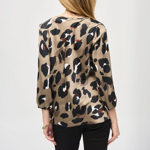 Beige Printed Cowl Neck Blouse