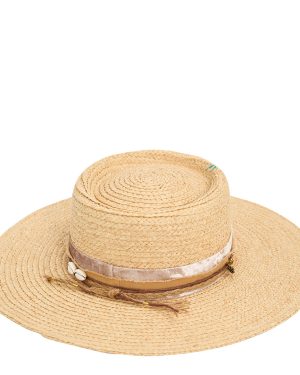 Beige Raffia Trim Hat
