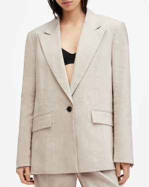 Beige Whitney Linen Blend Blazer