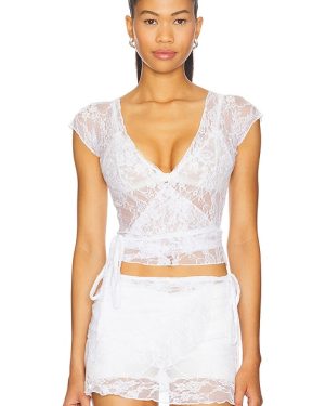 Bella Venice The Lucy Wrap Top in White. Size M, S, XL, XS.