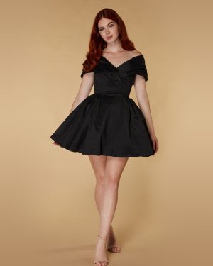 Belle Bardot Mini Dress with Voluminous Tulle Skirt, UK 18 / US 14 / EU 46 / Black